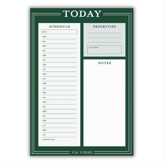 Daily Planner Pad (Dark Green)