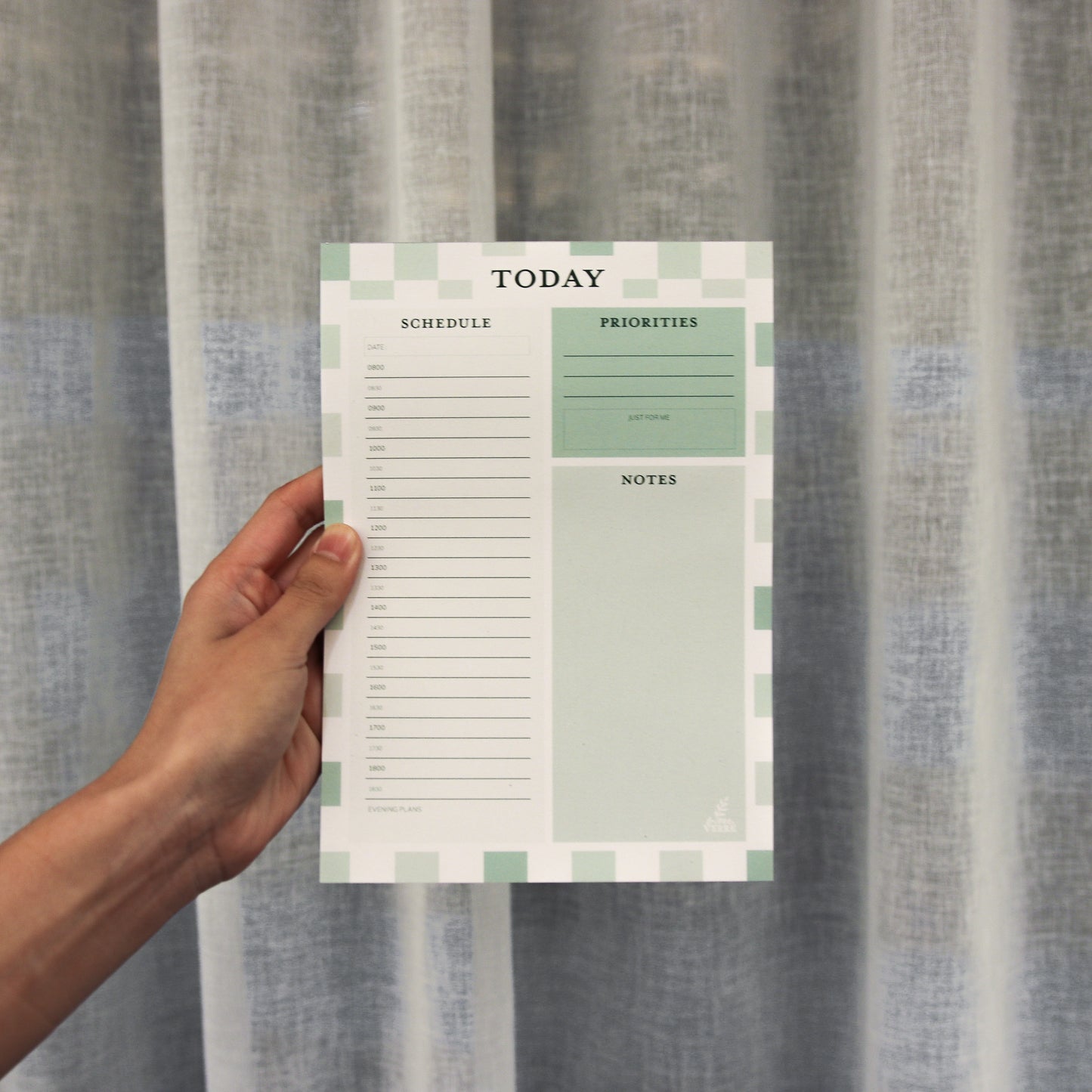 Daily Planner Pad (Light Green Checks)