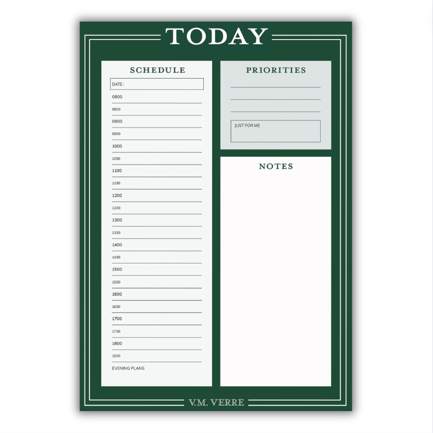 Daily Planner Pad (Dark Green)